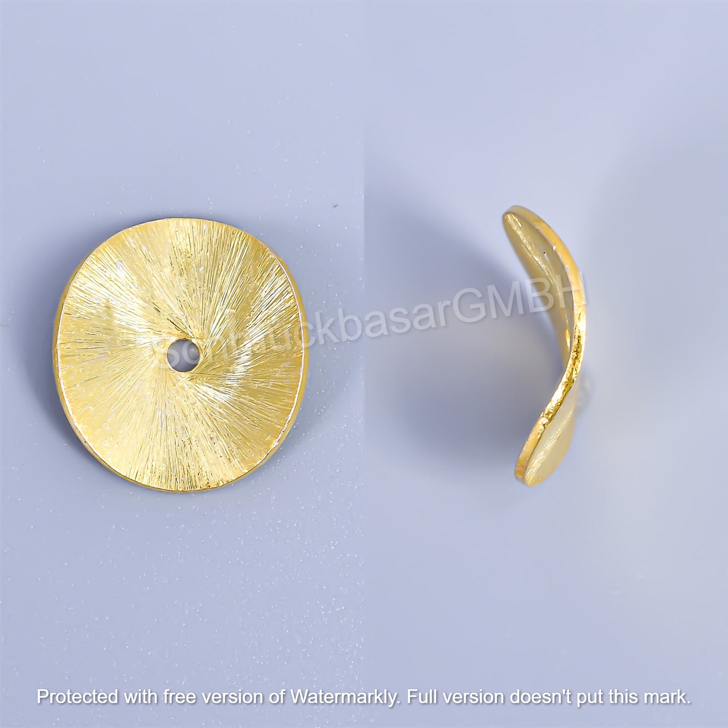 Matte Round Waves Centre Hole - Gold Plated