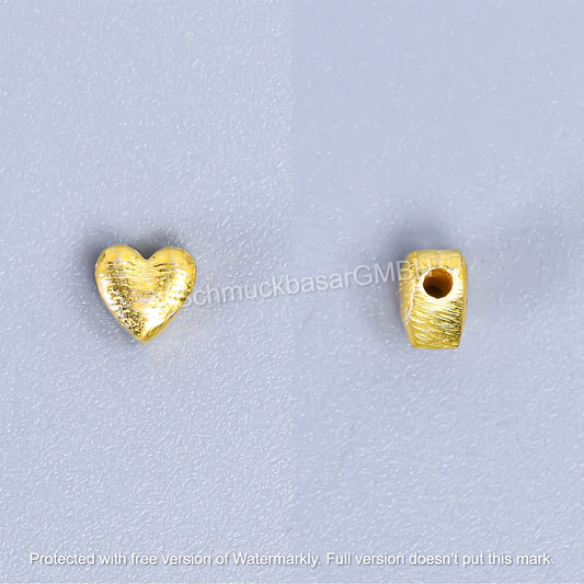 Matte Heart Beads Side Hole - Gold Plated