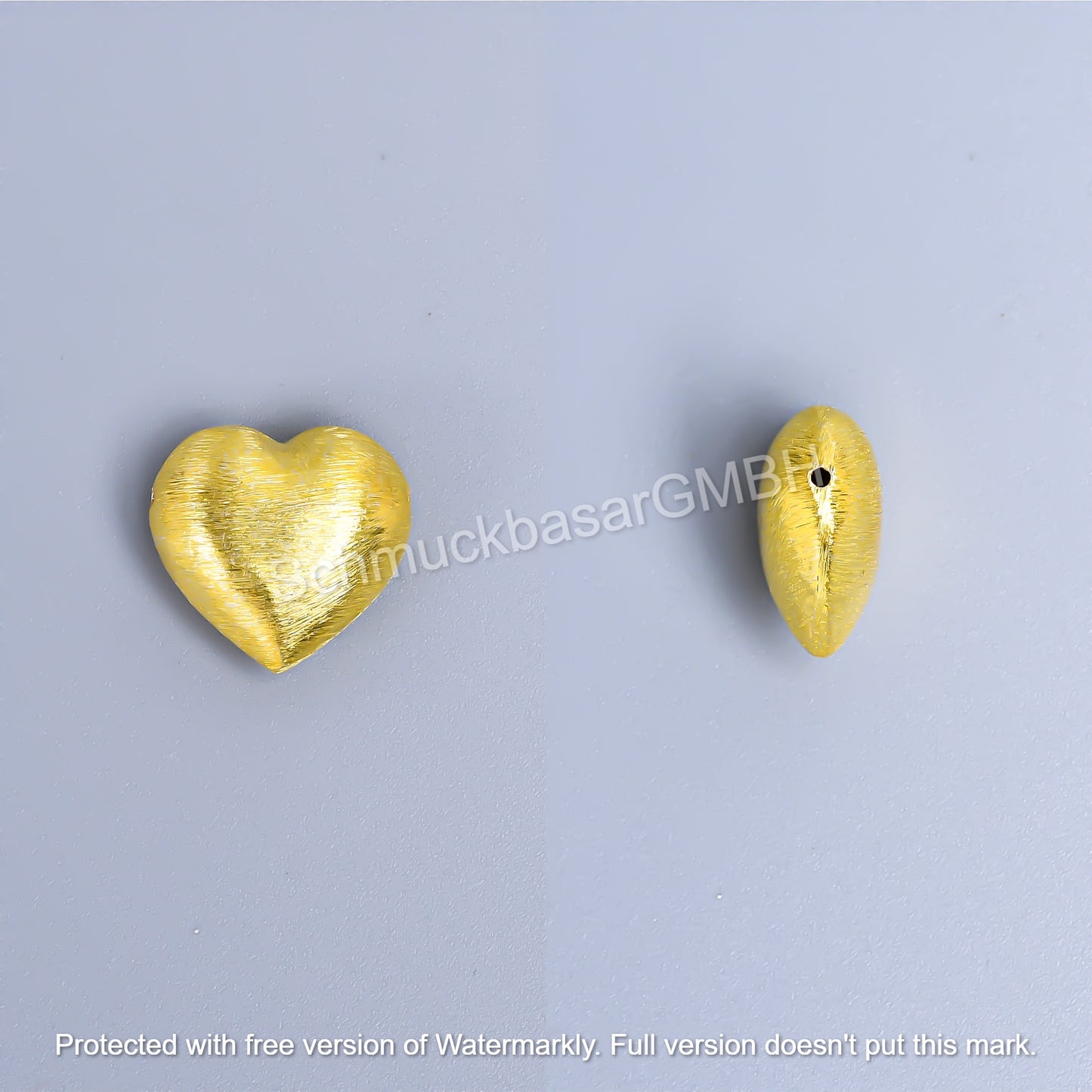 Matte Heart Beads Side Hole - Gold Plated