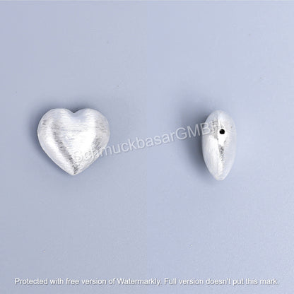 Matte Heart Beads Side Hole - Silver