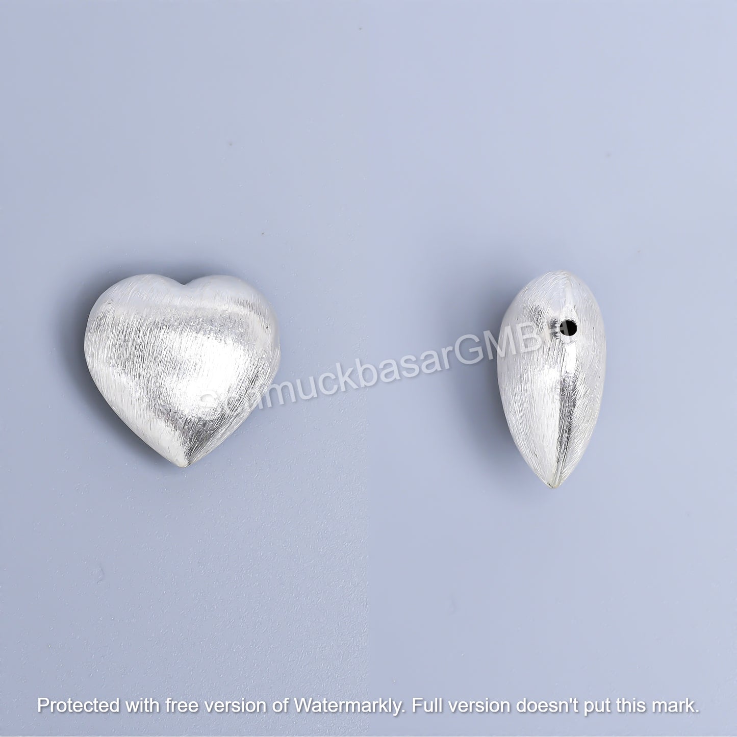 Matte Heart Beads Side Hole - Silver