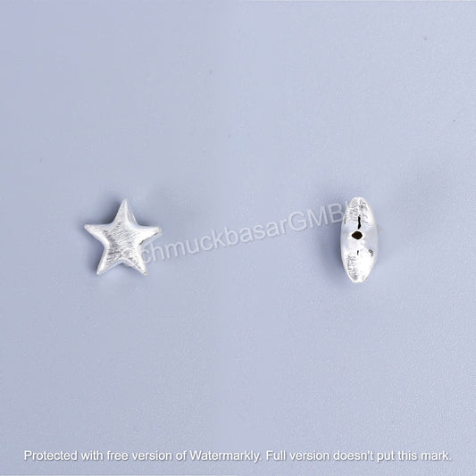 Matte Star Beads - Silver