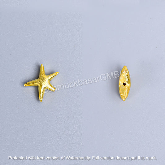 Matte Starfish Beads - Gold Plated