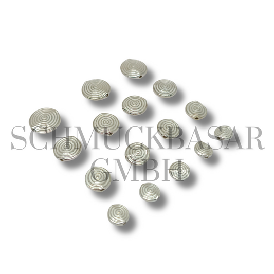 Flat Shell Beads - Silver