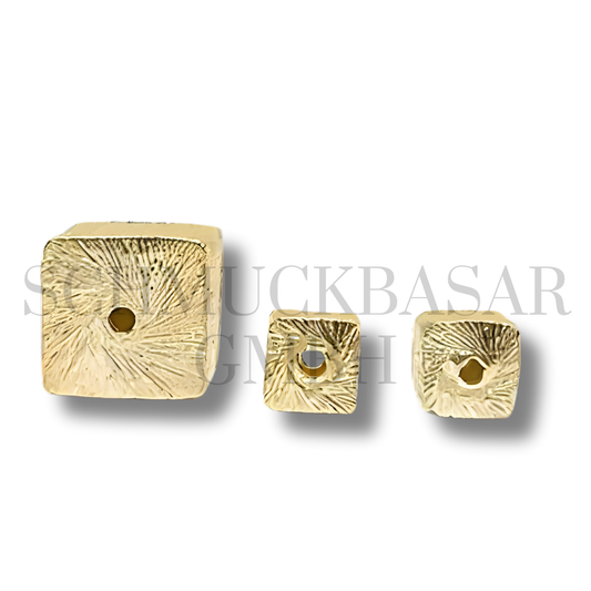 Matte Cube Centre Hole - Gold Plated