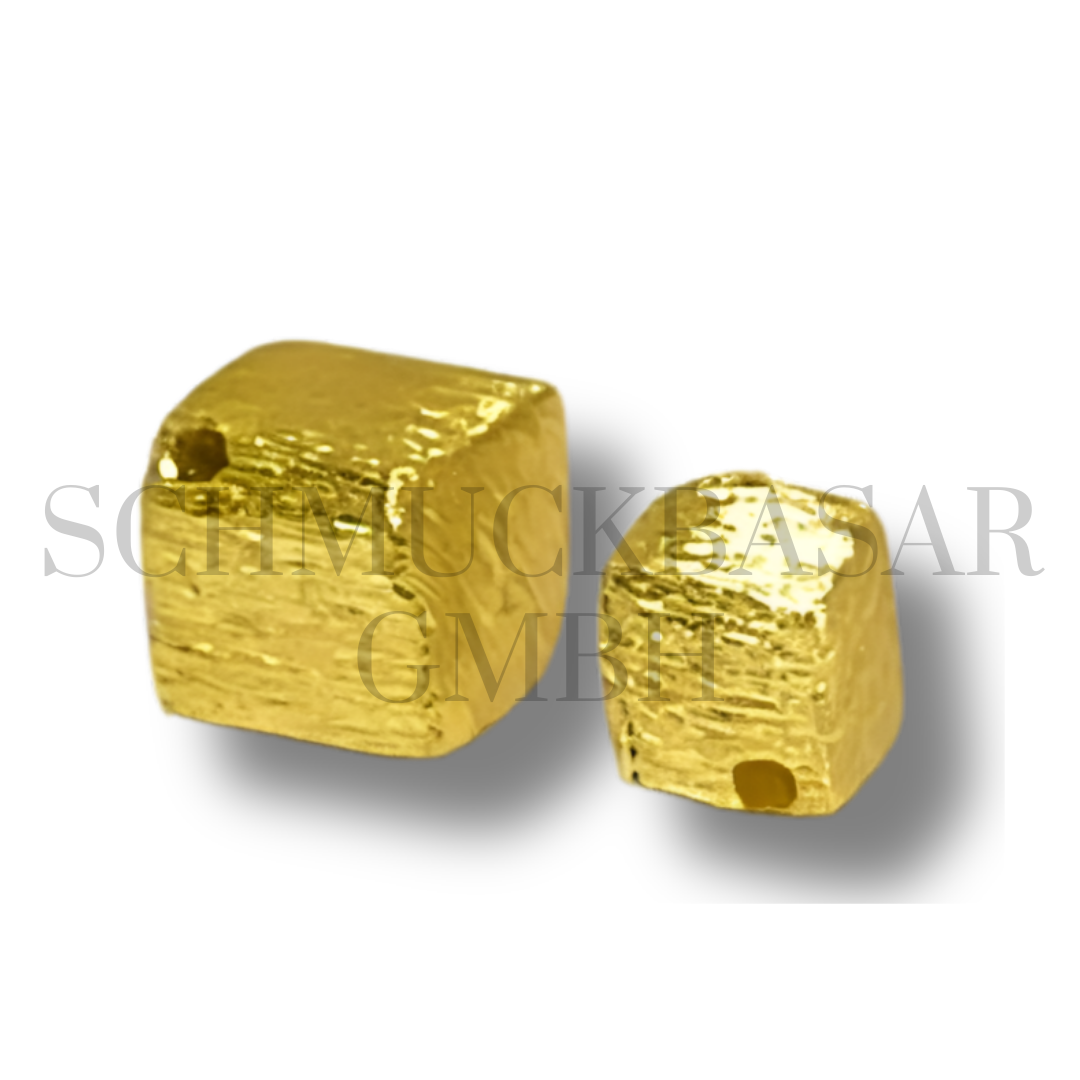 Matte Cube Side Hole - Gold Plated