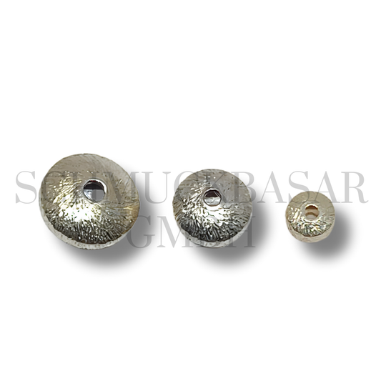 Matte Curved Roundel Bead - Silver