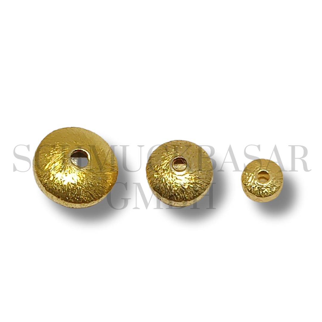 Matte Curved Roundel Bead - Gold Plated