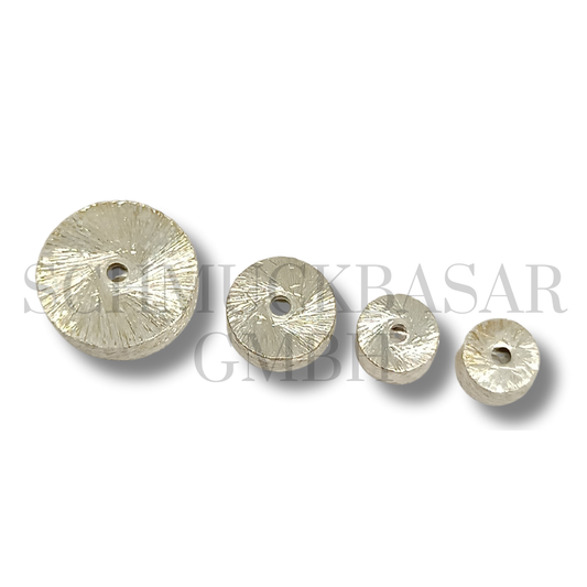 Matte Flat Roundel Bead - Silver