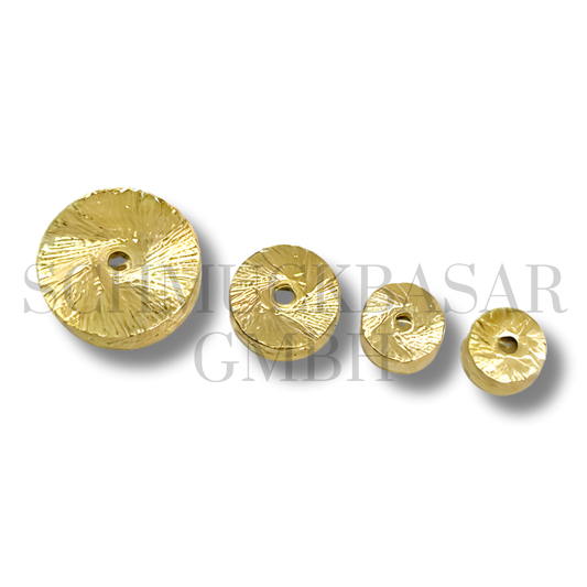 Matte Flat Roundel Bead - Gold Plated