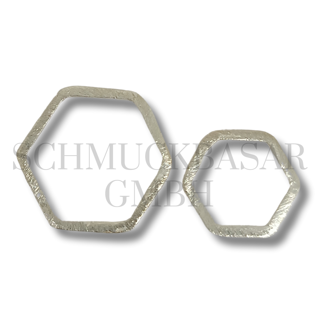 Matte Hexagon Links - Silver