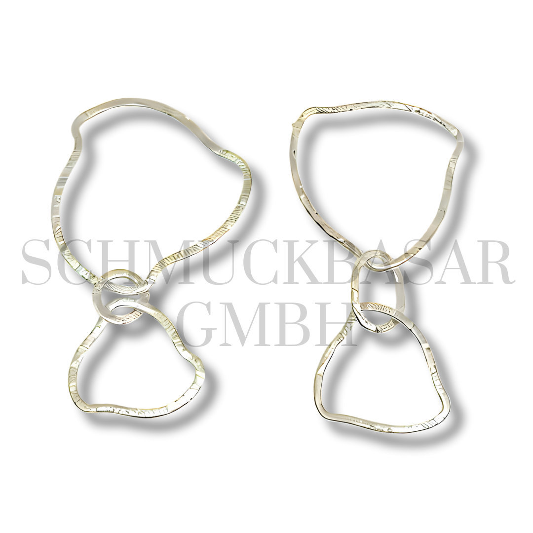 Matte 3 Uneven Triangle Links - Silver