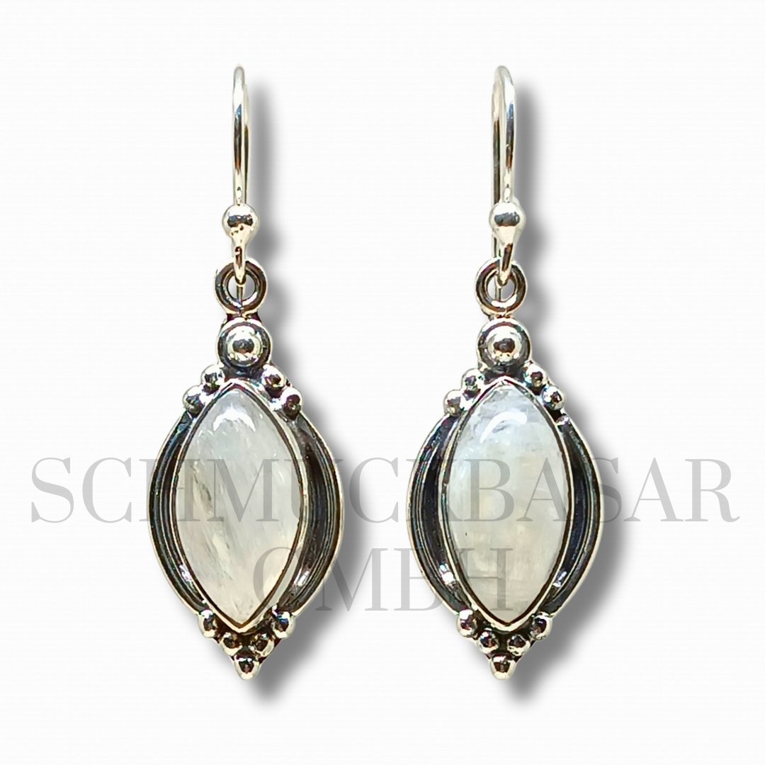 SILVER R.MOONSTONE STONE EARRINGS