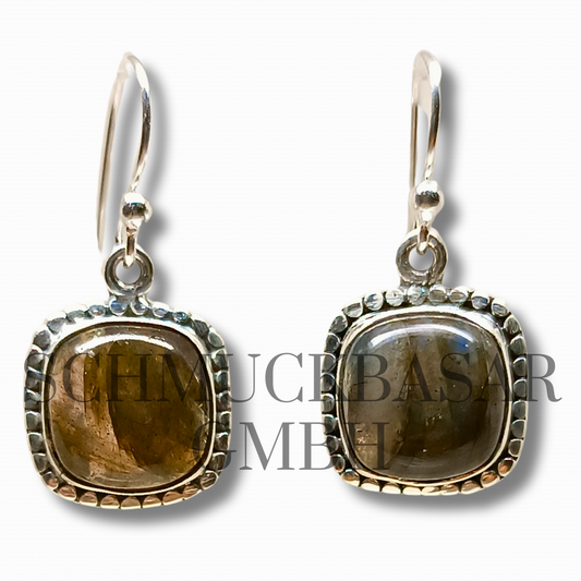 SILVER LABRADORITE STONE EARRINGS