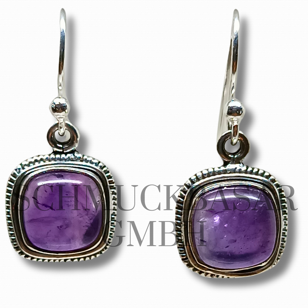 SILVER AMETHYST STONE EARRINGS