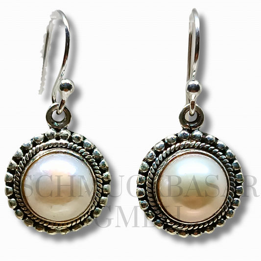 SILVER PEARL STONE EARRINGS