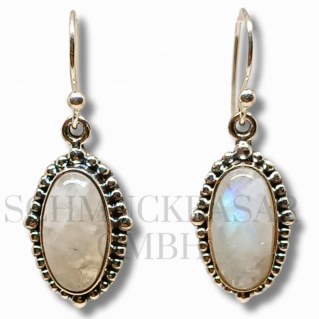 SILVER R.MOONSTONE STONE EARRINGS