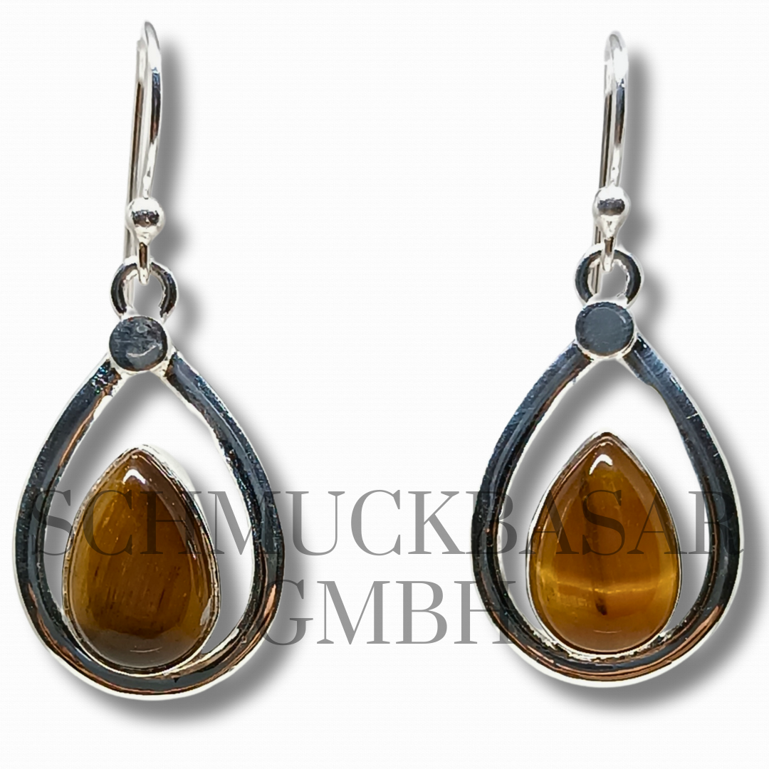 SILVER TIGER EYE STONE EARRINGS