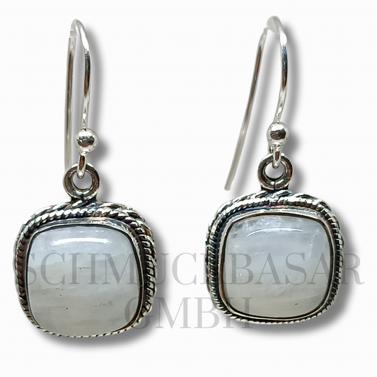 SILVER R.MOONSTONE STONE EARRINGS