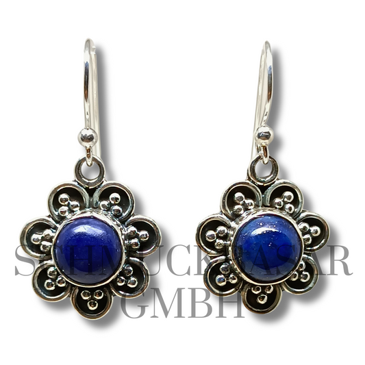 SILVER LAPIS LAZULI STONE EARRINGS