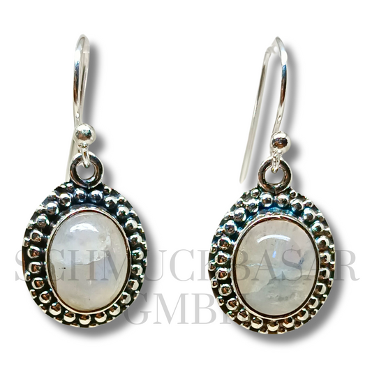 SILVER R.MOONSTONE STONE EARRINGS