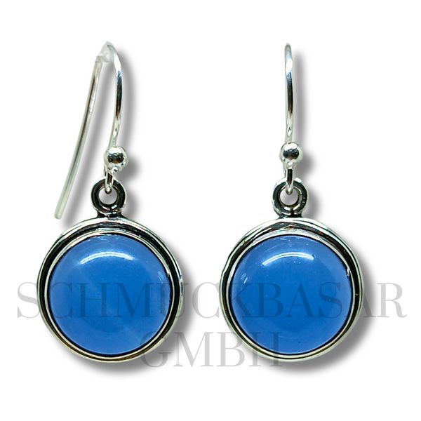 SILVER BLUE CHALCEDONY STONE EARRINGS