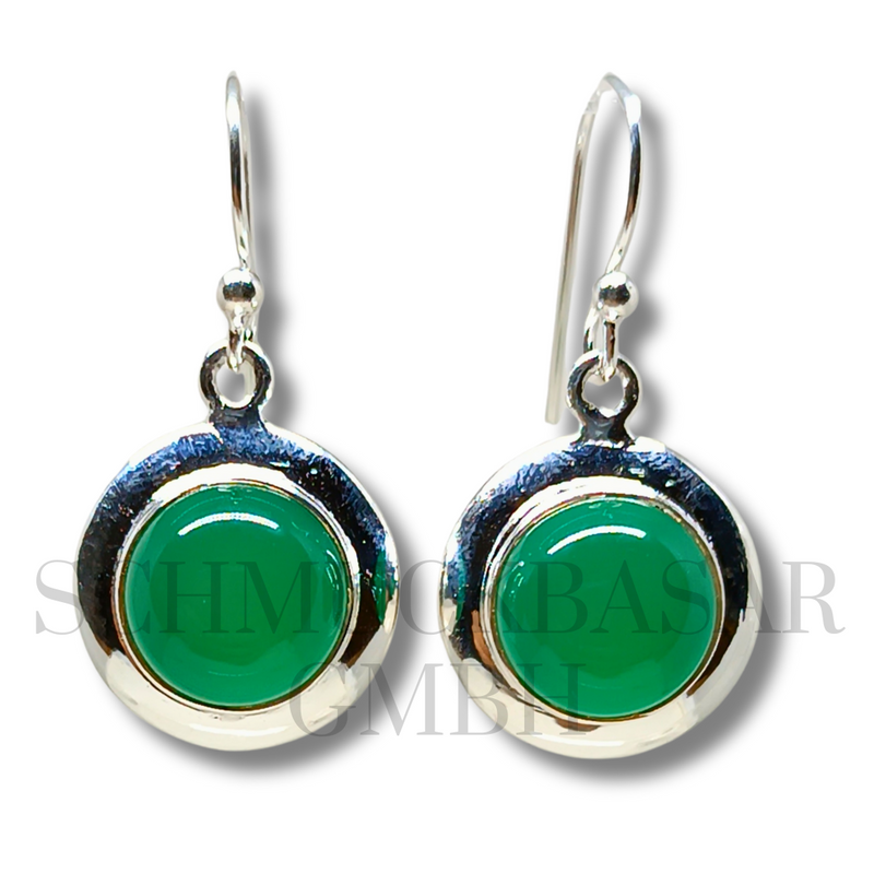 SILVER GREEN ONYX STONE EARRINGS