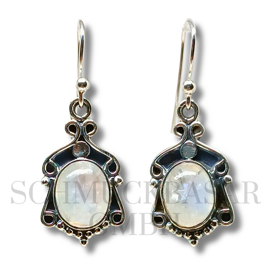 SILVER R.MOONSTONE STONE EARRINGS