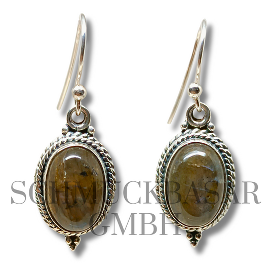 SILVER LABRADORITE STONE EARRINGS