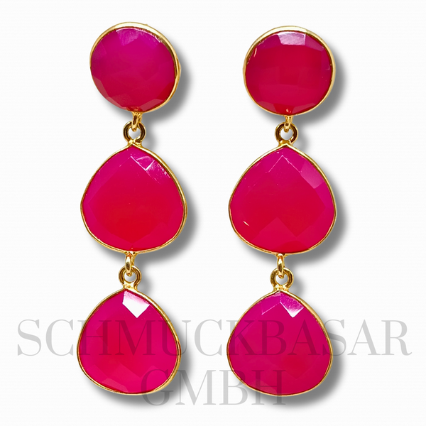 GOLD PLATED RUBY STONE EARRINGS