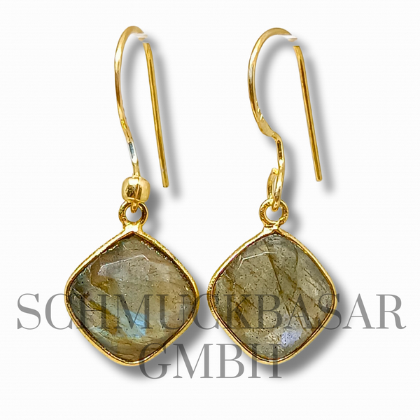 GOLD PLATED LABRADORITE STONE EARRINGS