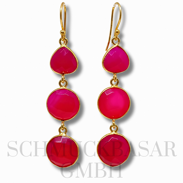 GOLD PLATED RUBY STONE EARRINGS