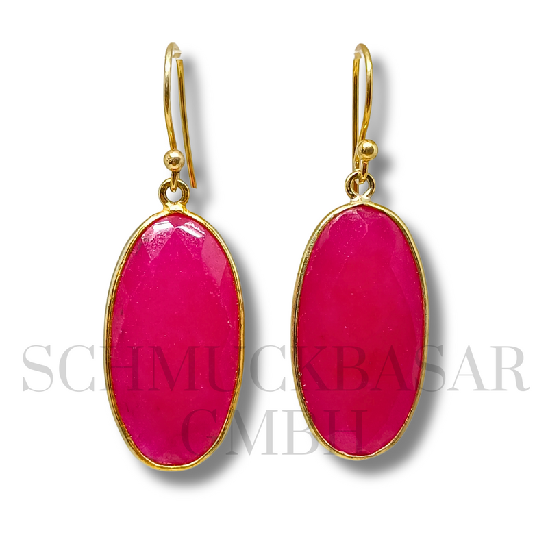 GOLD PLATED RUBY STONE EARRINGS