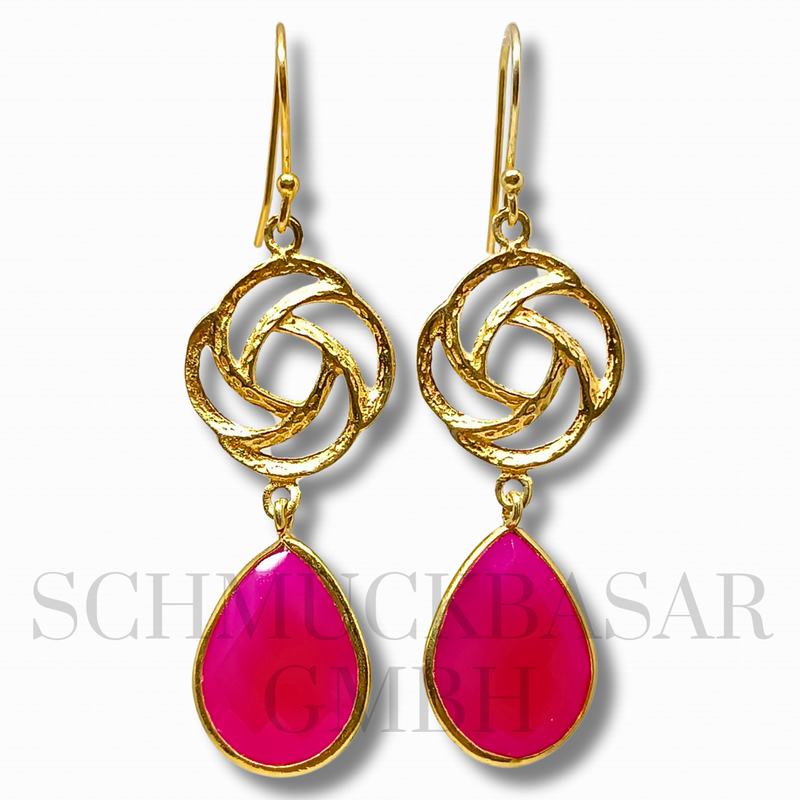 GOLD PLATED RUBY STONE EARRINGS