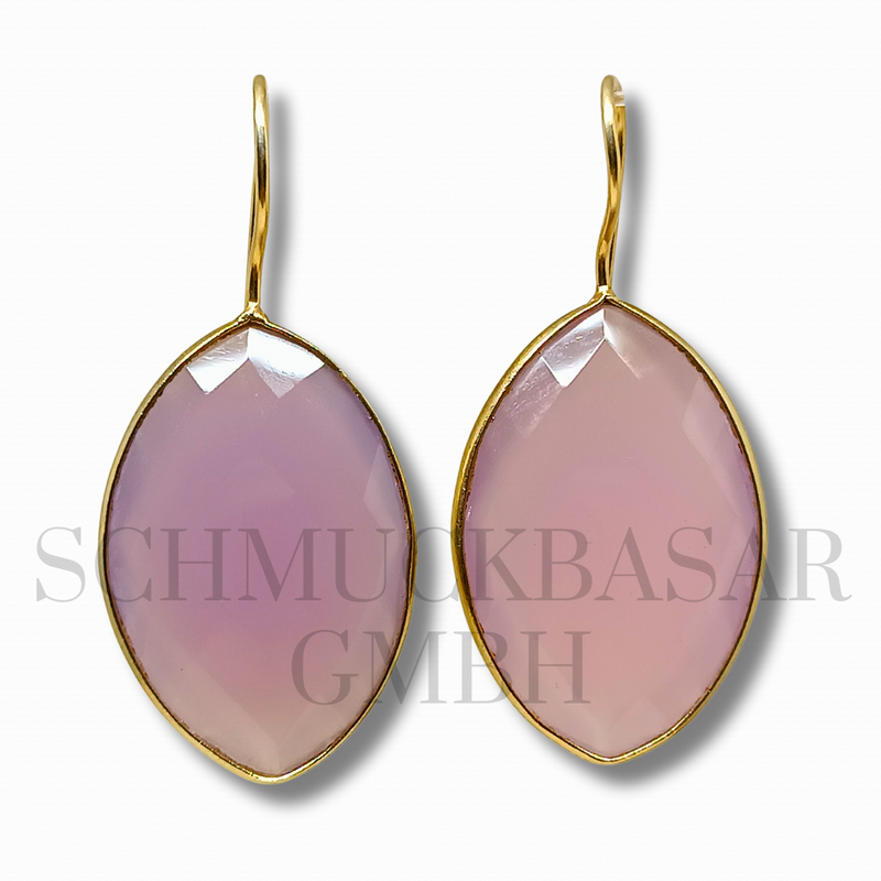 GOLD PLATED ROSE QUARTZ STONE EARRINGS