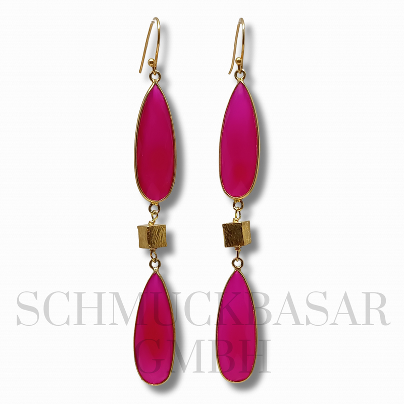 GOLD PLATED RUBY STONE EARRINGS