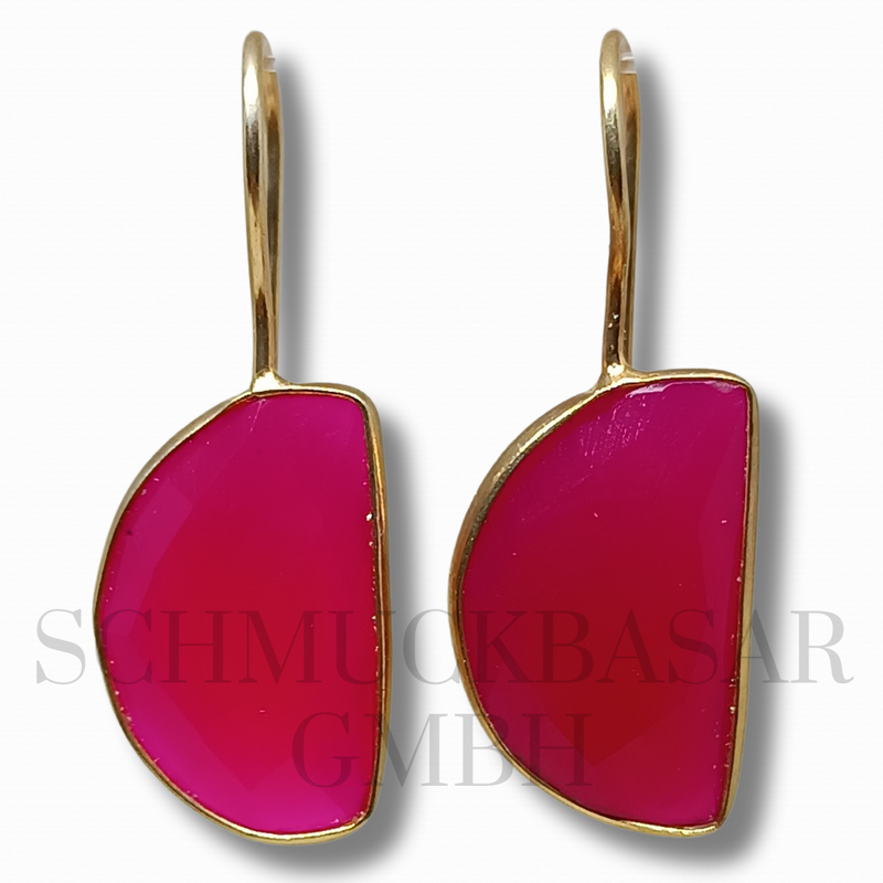 GOLD PLATED RUBY STONE EARRINGS