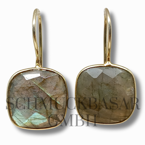 GOLD PLATED LABRADORITE STONE EARRINGS