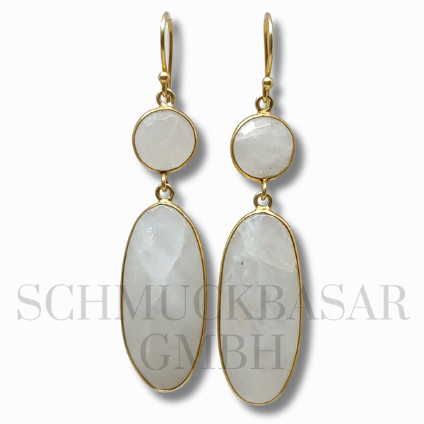 GOLD PLATED R.MOONSTONE STONE EARRINGS