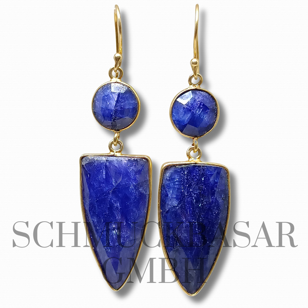 GOLD PLATED LAPIS LAZULI STONE EARRINGS