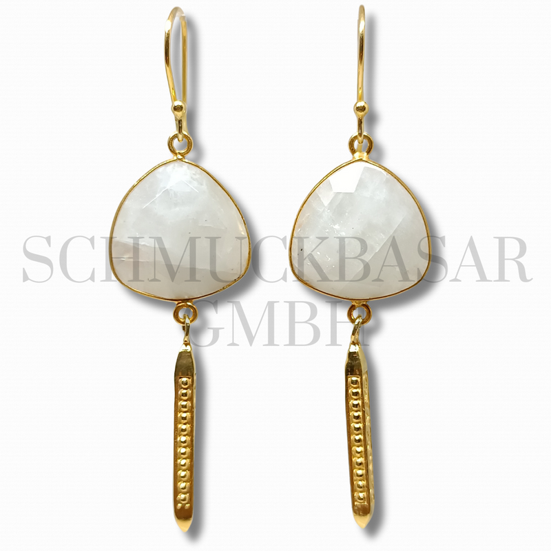 GOLD PLATED R.MOONSTONE STONE EARRINGS