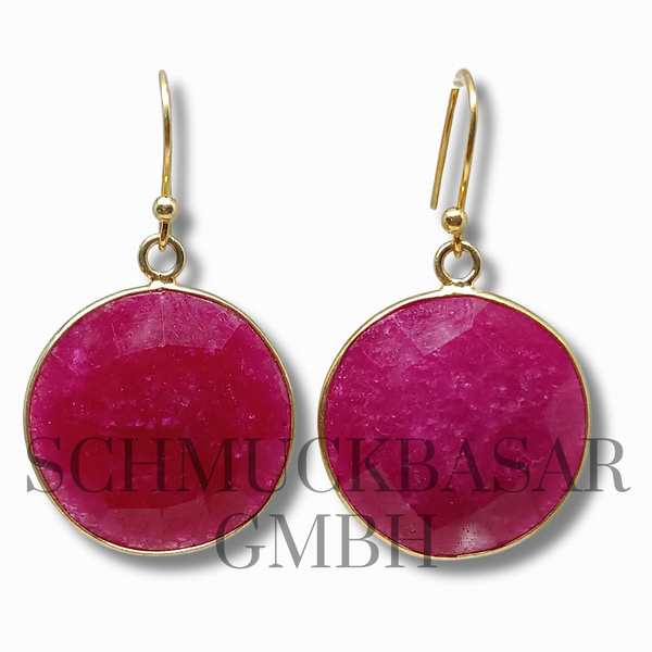 GOLD PLATED RUBY STONE EARRINGS