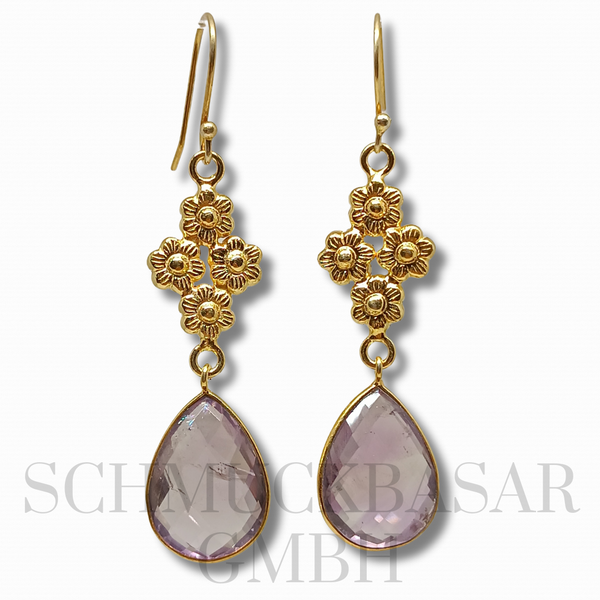 GOLD PLATED AMETHYST STONE EARRINGS