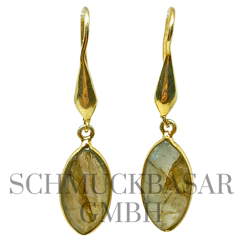 GOLD PLATED LABRADORITE STONE EARRINGS