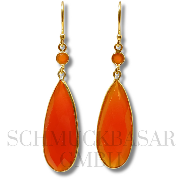 GOLD PLATED CORAL STONE EARRINGS