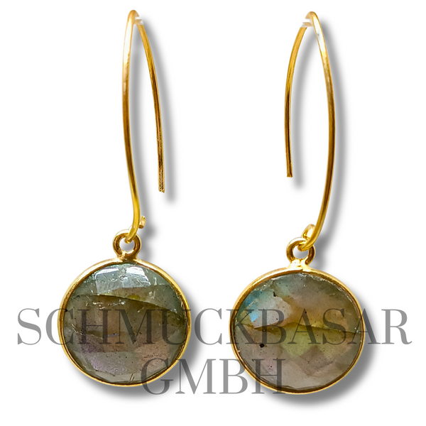 GOLD PLATED LABRADORITE STONE EARRINGS