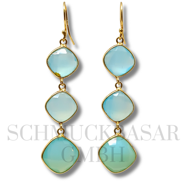 GOLD PLATED AMAZONITE STONE EARRINGS