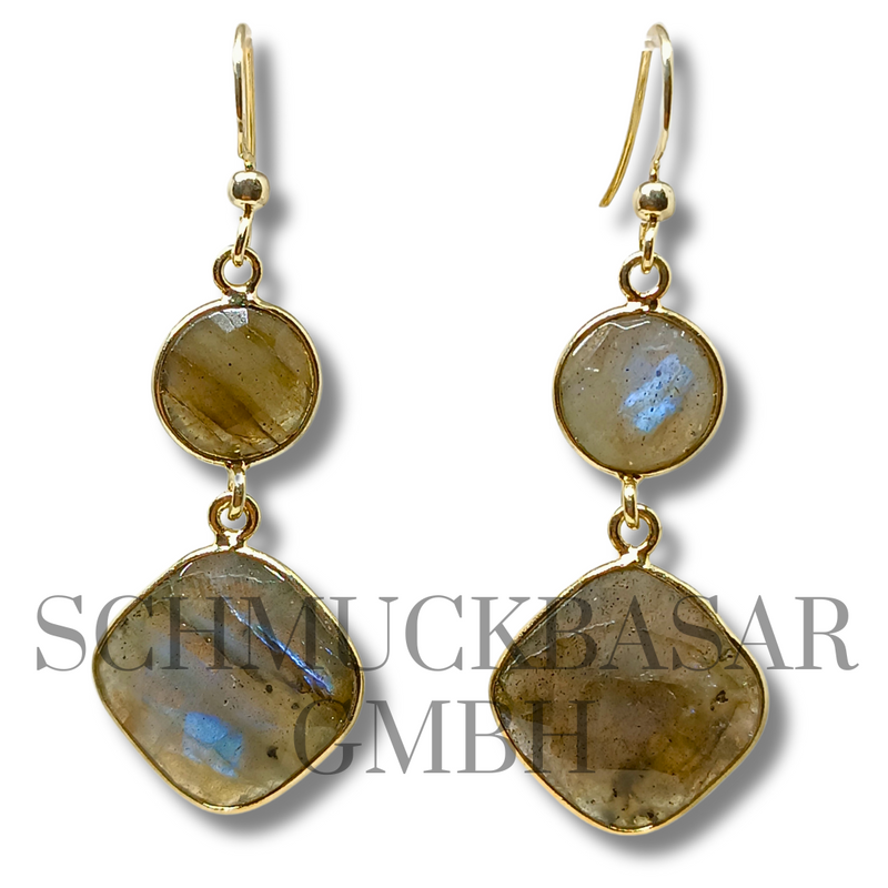 GOLD PLATED LABRADORITE STONE EARRINGS