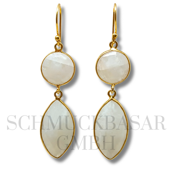 GOLD PLATED R.MOONSTONE STONE EARRINGS