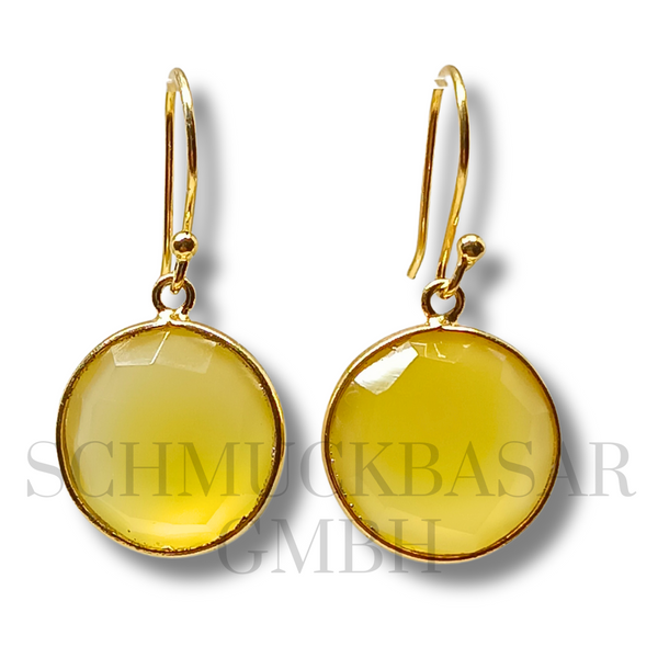 GOLD PLATED YELLOW CHALCEDONY STONE EARRINGS